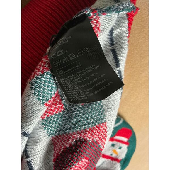 H&M Ugly Christmas Sweater Snowman Candy Cane Ho Ho Ho Green Red L - Picture 6 of 8
